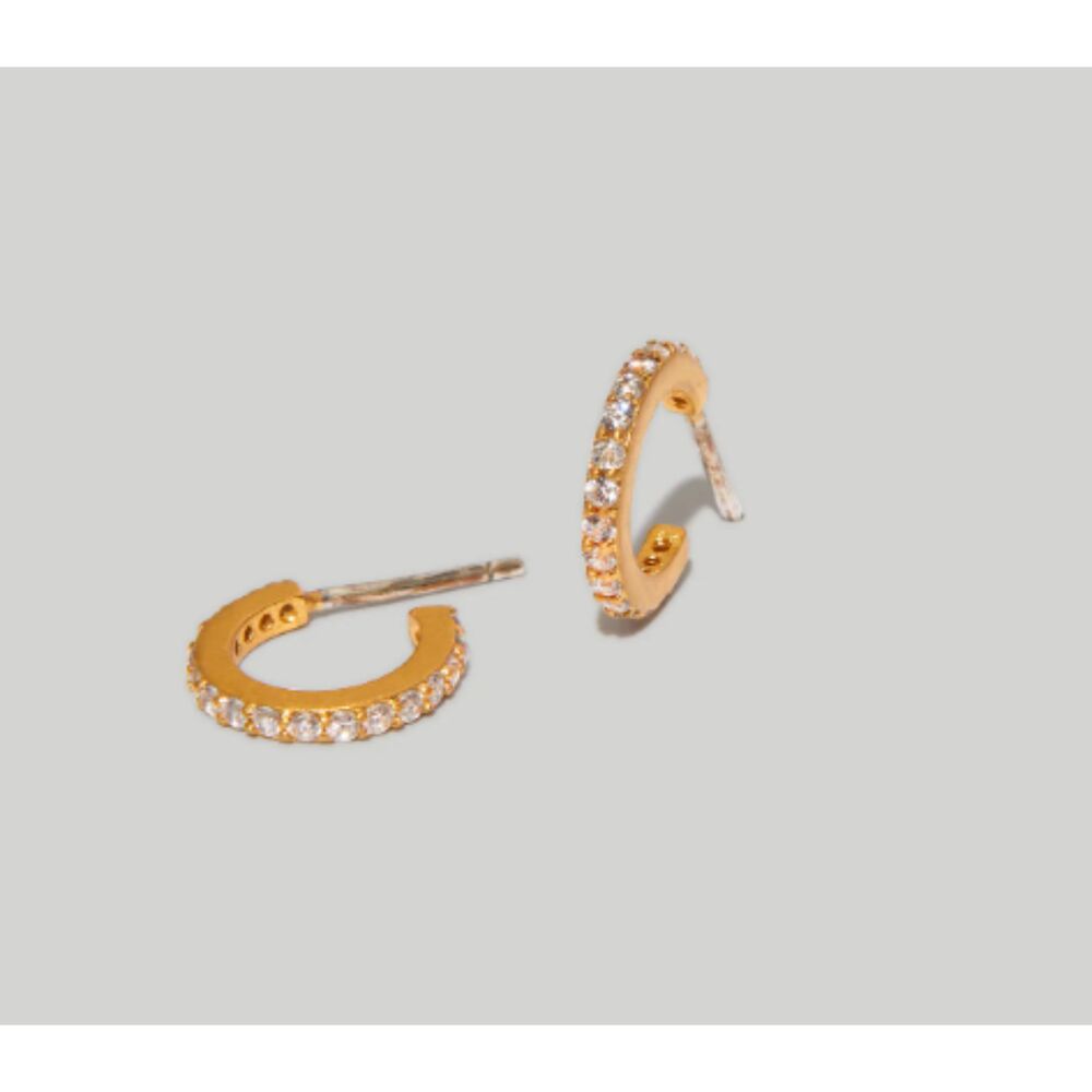 Madewell Sparkle Pavé Huggie Mini Hoop Earrings Crystal